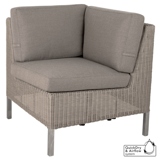 cane-line connect dining lounge corner module Taupe, Large Round Cane-line Weave with Taupe, Cane-line Natté w/Seat & Back Cushion