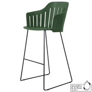 cane-line choice bar chair in Dark Green, Polypropylene, Up to 98% Recycled chair, Black, Galvanized Steel w/4Legs base and without cushion