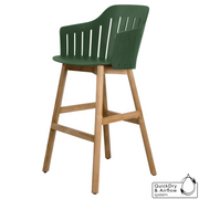 cane-line choice bar chair in Dark Green, Polypropylene, Up to 98% Recycled chair, Teak base and without cushion