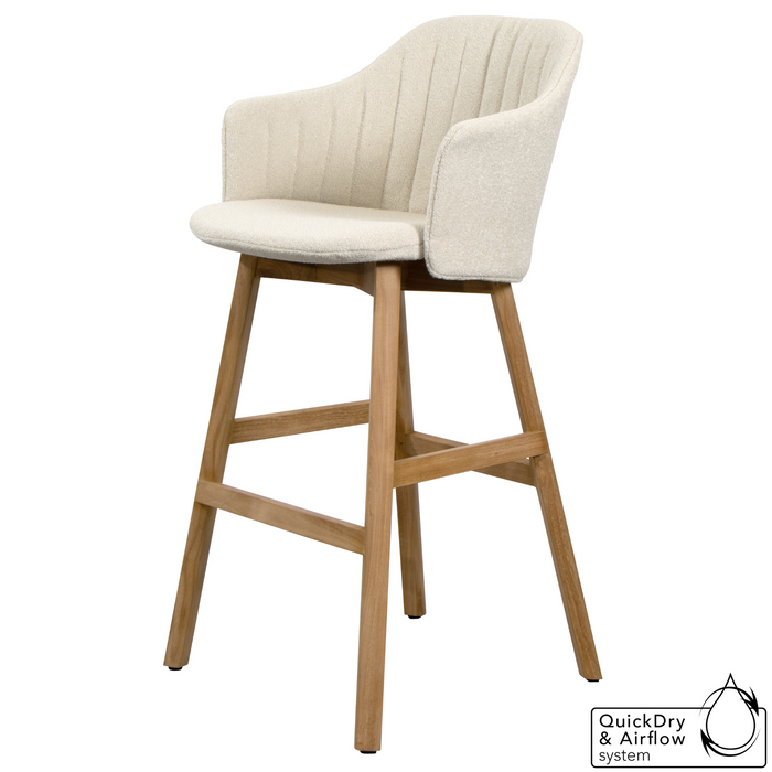 cane-line choice bar chair in Black, Polypropylene, Up to 98% Recycled chair, teak base and Sand, Cane-line Free cushion