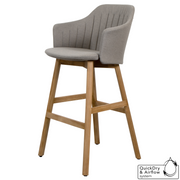 cane-line choice bar chair in Black, Polypropylene, Up to 98% Recycled chair, teak base and Taupe, Cane-line Natté cushion