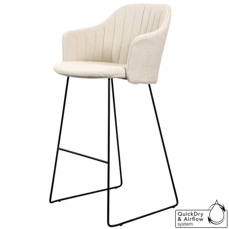 cane-line choice bar chair in Taupe, Polypropylene, Up to 98% Recycled chair, Black, Galvanized Steel w/4Legs base and Sand, Cane-line Free cushion