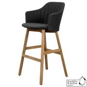 cane-line choice bar chair in Taupe, Polypropylene, Up to 98% Recycled chair, Teak base and Black, Cane-line Natté cushion