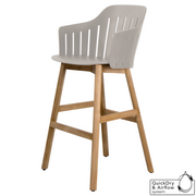 cane-line choice bar chair in Taupe, Polypropylene, Up to 98% Recycled chair, Teak base and without cushion