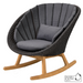 cane-line peacock rocking chair Dark Grey, Medium Flat Cane-line Soft Rope with Teak and Grey, Cane-line Natté cushion