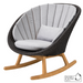 cane-line peacock rocking chair Dark Grey, Medium Flat Cane-line Soft Rope with Teak and Light Grey, Cane-line Natté cushion