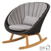 cane-line peacock rocking chair Dark Grey, Medium Flat Cane-line Soft Rope with Teak and Taupe, Cane-line Natté cushion