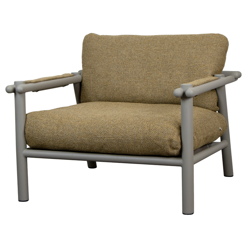 sticks lounge chair Taupe aluminium Turmeric yellow Cane-line Rise cushion
