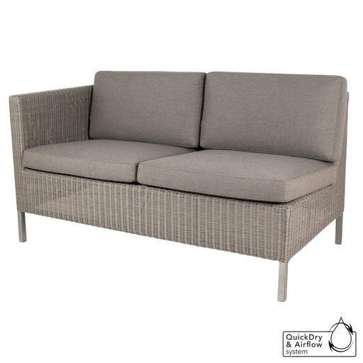 cane-line connect dining lounge 2 seater right module in Taupe, Large Round Cane-line Weave with Taupe, Cane-line Natté