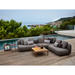 cane-line capture 2-seater sofa right module taupe, cane-line airtouch sofa in a patio with outdoor furniture lifestyle