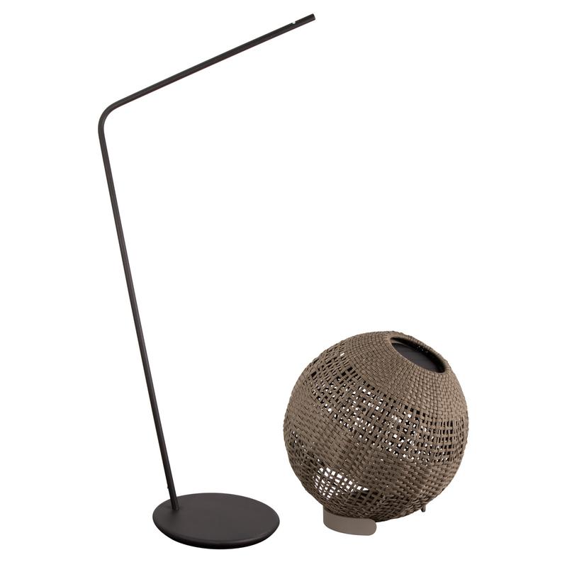 cane-line illusion lamp round taupe soft rope with lava grey base