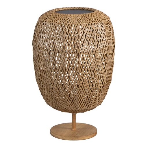 cane-line illusion glow table lamp medium natural with teak