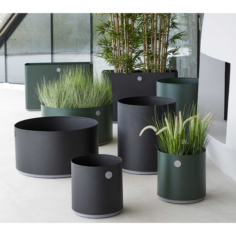 lifestyle image of all sizes in a patio with plants