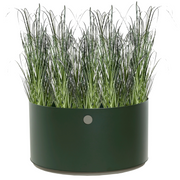 lifestyle image of cane-line grow planter large in Dark Green/Taupe, Aluminium with plant