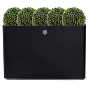 lifestyle image of cane-line grow planter rectangular in Lava Grey/Light Grey, Aluminium with plant