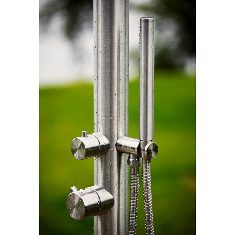 lifestyle image of cane-line lagoon shower without base in a patio close up