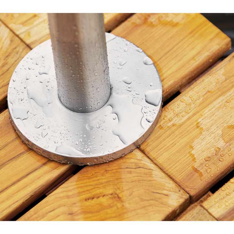 lifestyle image of cane-line lagoon shower with base with water base close up