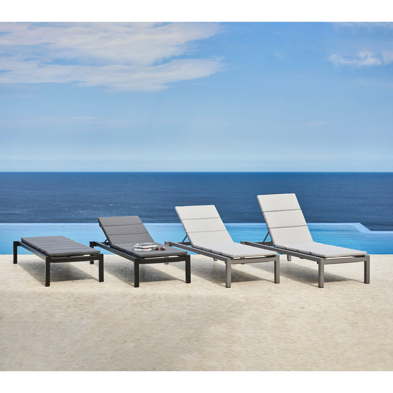 cane-line relax sunbed Grey, Cane-line Tex and Light grey, Cane-line Tex sunbed all cushion colors in a pool lifestyle