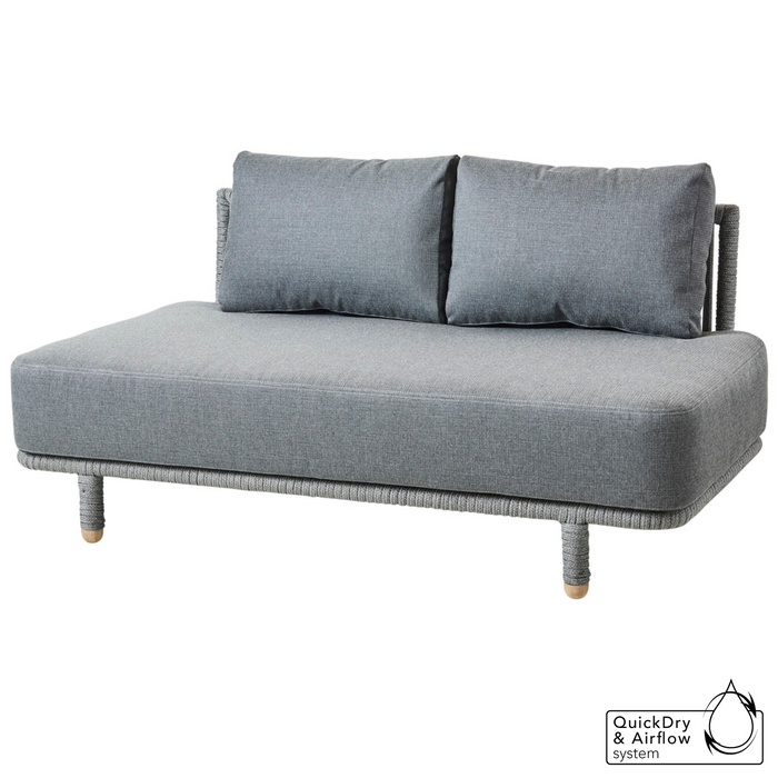 cane-line moments 2 seater sofa module Grey, String Open Cane-line Soft Rope Incl. Grey Cane-line AirTouch cushion