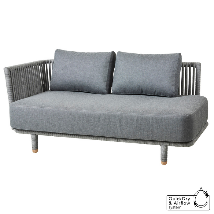 cane-line moments 2 seater sofa right module Grey, String Open Cane-line Soft Rope Incl. Grey Cane-line AirTouch cushion