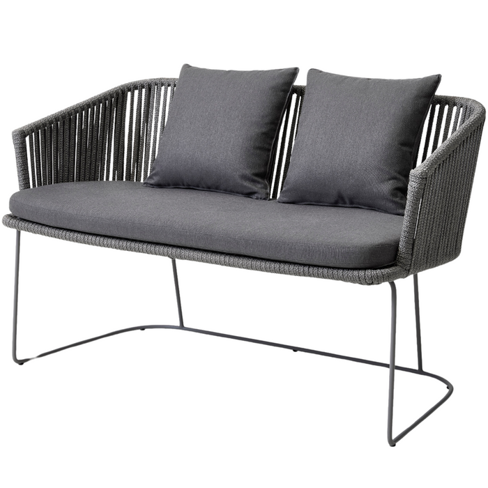 cane-line moments bench Grey, String Open Cane-line Soft Rope bench with Grey, Cane-line Natté cushion