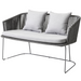 cane-line moments bench Grey, String Open Cane-line Soft Rope bench with Light Grey, Cane-line Natté cushion