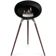 Le Feu Black Dome Bioethanol Fireplace ground high polished steel bowl, smoked legs and steel burner