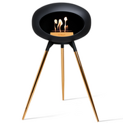Le Feu Black Dome Bioethanol Fireplace ground high black bowl, rose gold legs and rose gold burner