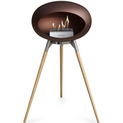 Le Feu Mocca Dome Bioethanol Fireplace ground high polished steel bowl, soaptreated legs and steel burner