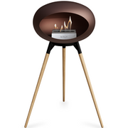 Le Feu Mocca Dome Bioethanol Fireplace ground high black bowl, soaptreated legs and steel burner