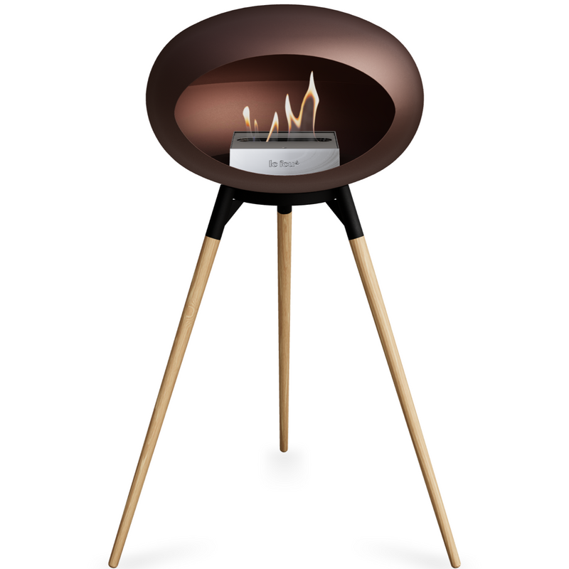 Le Feu Mocca Dome Bioethanol Fireplace ground high black bowl, soaptreated legs and steel burner