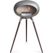 Le Feu Nickle Dome Bioethanol Fireplace ground high polished steel bowl, smoked legs and steel burner