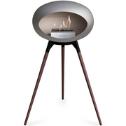 Le Feu Nickle Dome Bioethanol Fireplace ground high black bowl, smoked legs and steel burner