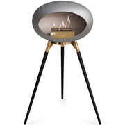 Le Feu Nickle Dome Bioethanol Fireplace ground high rose gold bowl, black legs and rose gold burner