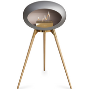 Le Feu Nickle Dome Bioethanol Fireplace ground high rose gold bowl, soaptreated legs and rose gold burner