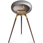 Le Feu Nickle Dome Bioethanol Fireplace ground high rose gold bowl, smoked legs and rose gold burner