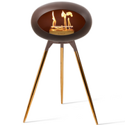 Le Feu Mocca Dome Bioethanol Fireplace ground high mocca bowl, rose gold legs and rose gold burner