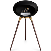 Le Feu Black Dome Bioethanol Fireplace ground high rose gold bowl, smoked legs and steel burner