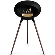 Le Feu Black Dome Bioethanol Fireplace ground high black bowl, smoked legs and rose gold burner