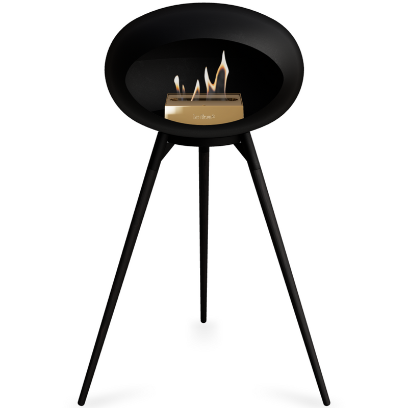 Le Feu Black Dome Bioethanol Fireplace ground high black bowl, black legs and rose gold burner