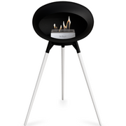 Le Feu Black Dome Bioethanol Fireplace ground high black bowl, white legs and steel burner
