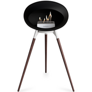 Le Feu Black Dome Bioethanol Fireplace ground high white bowl, smoked legs and steel burner