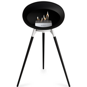 Le Feu Black Dome Bioethanol Fireplace ground high white bowl, black legs and steel burner