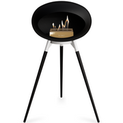 Le Feu Black Dome Bioethanol Fireplace ground high white bowl, black legs and rose gold burner
