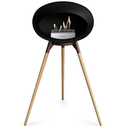 Le Feu Black Dome Bioethanol Fireplace ground high mocca bowl, soaptreated legs and steel burner