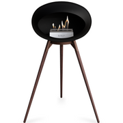Le Feu Black Dome Bioethanol Fireplace ground high mocca bowl, smoked legs and steel burner