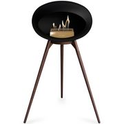 Le Feu Black Dome Bioethanol Fireplace ground high mocca bowl, smoked legs and rose gold burner