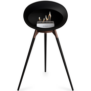 Le Feu Black Dome Bioethanol Fireplace ground high mocca bowl, black legs and steel burner