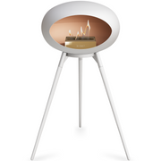 Le Feu White Dome Bioethanol Fireplace ground high white bowl, white legs and rose gold burner