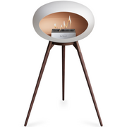 Le Feu White Dome Bioethanol Fireplace ground high mocca bowl, smoked legs and steel burner